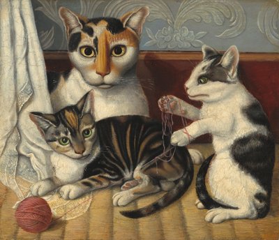 Cat and Kittens by American School